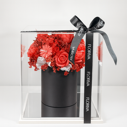 Luxurious Candle Red Flower Box Arrangement