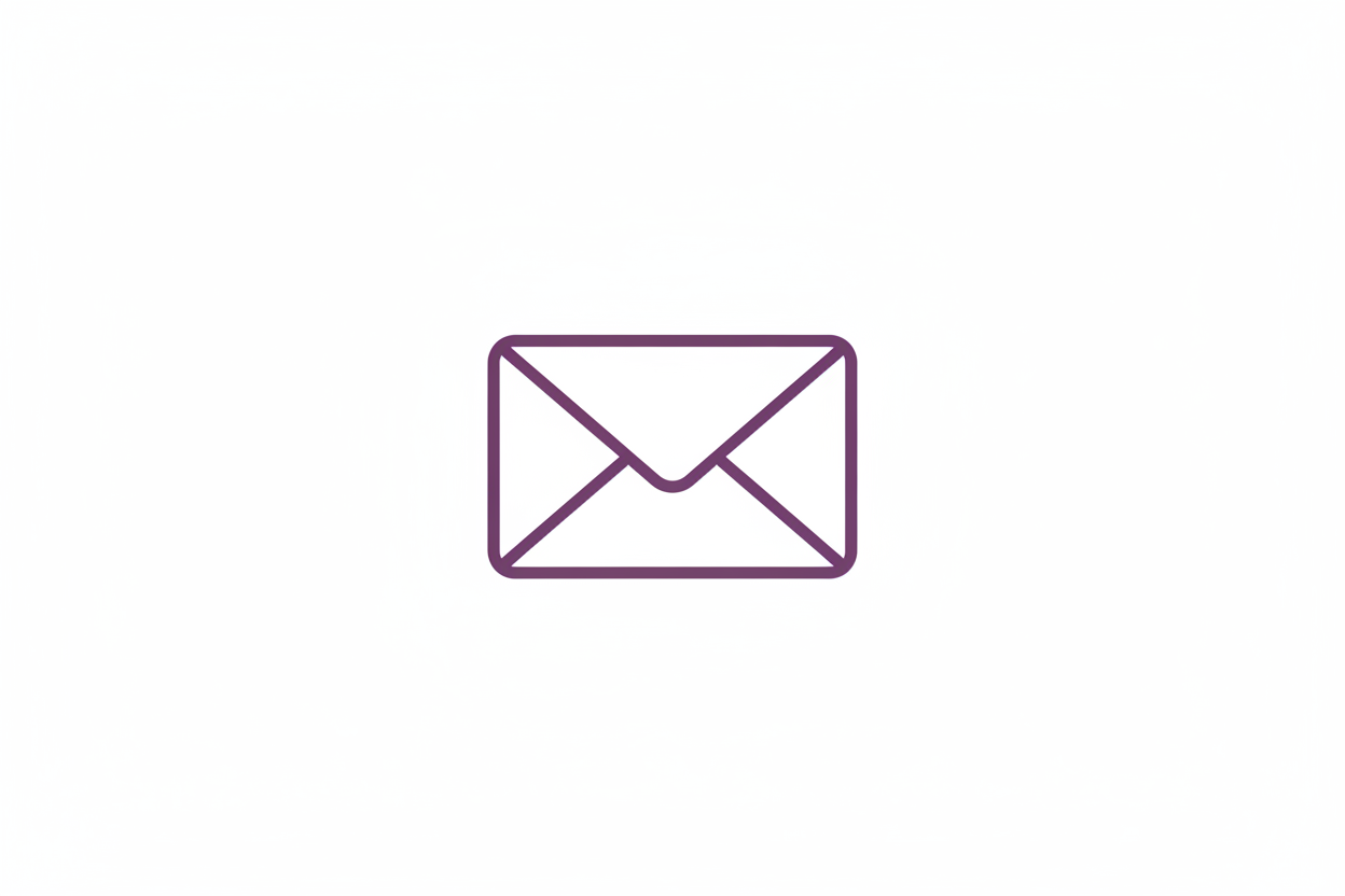 email icon outlined color 82446D white background